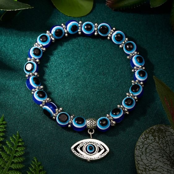 Evil Eye Beads With Third Eye Pendant Protection Charm Bracelet